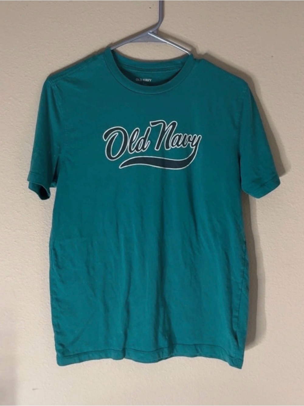 Old Navy Men's Teal Logo Crew Neck T-Shirt